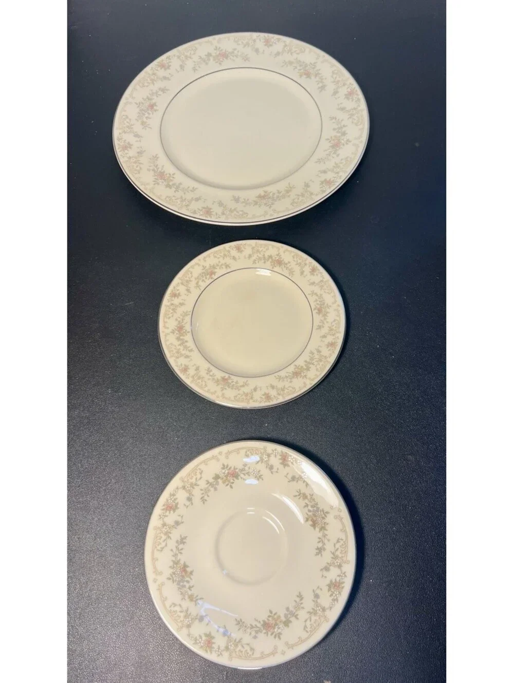 Royal Doulton 1980s 3 Piece Plate Setting Diana Romance Collection Bone China